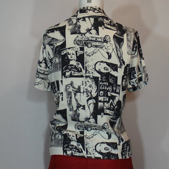 Reformation Women's Black and White Shirt short sleeve pictures pattern size XS - Picture 5 of 8